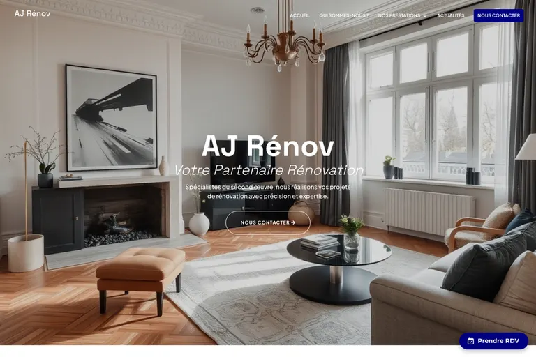 Page d'accueil du site AJ Rénov Conseils, réalisé par Gentleview
