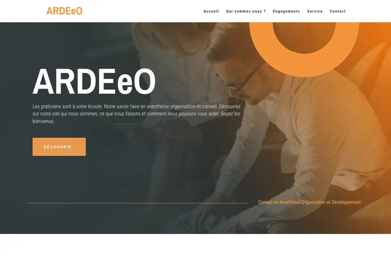 Page d'accueil du site Ardeeo, réalisé par Gentleview