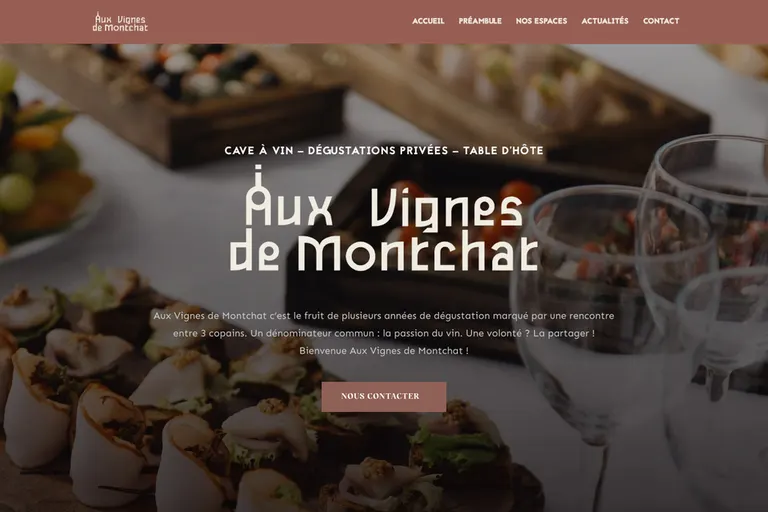 Page d'accueil du site Aux Vignes de Montchat, réalisé par Gentleview