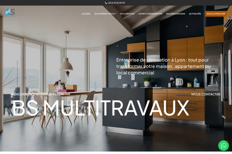 Page d'accueil du site BS Multitravaux, réalisé par Gentleview