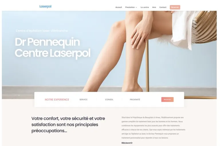 Page d'accueil du site Centre Laserpol, réalisé par Gentleview