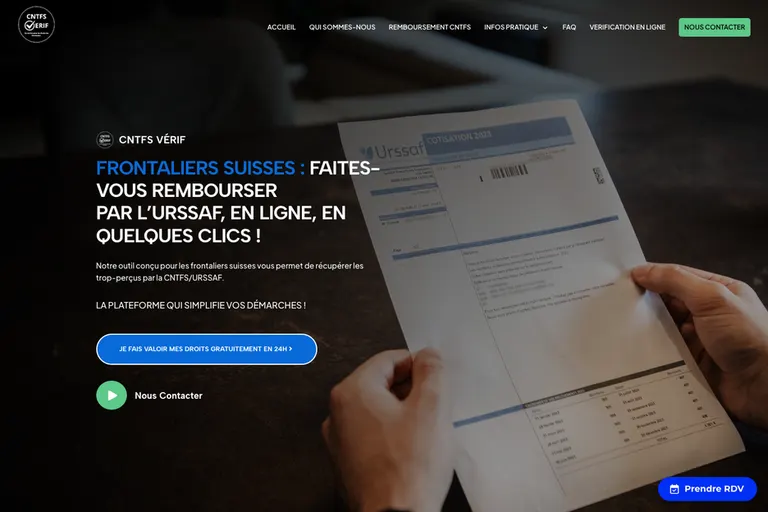 Page d'accueil du site CNTFS Vérif, réalisé par Gentleview