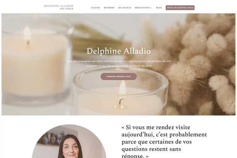 Page d'accueil du site Delphine Alladio, réalisé par Gentleview