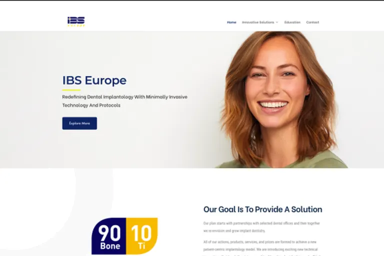 Page d'accueil du site IBS Implant Europe, réalisé par Gentleview