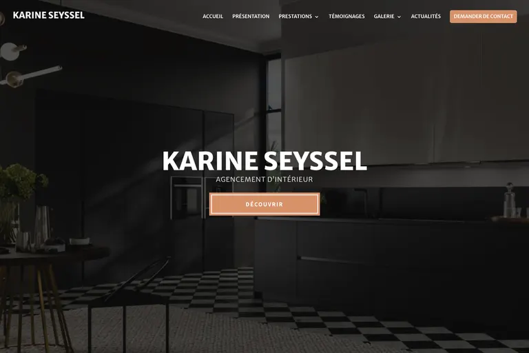 Page d'accueil du site Karine Seyssel, réalisé par Gentleview