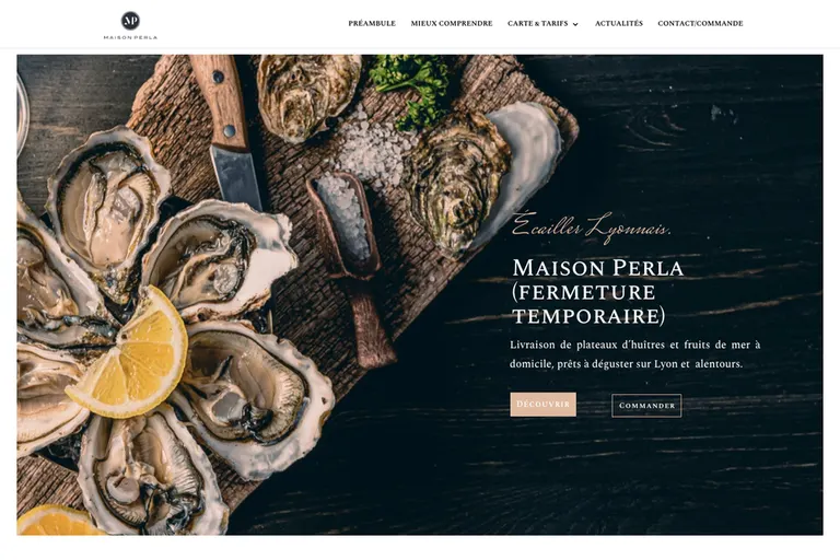 Page d'accueil du site Maison Perla, réalisé par Gentleview