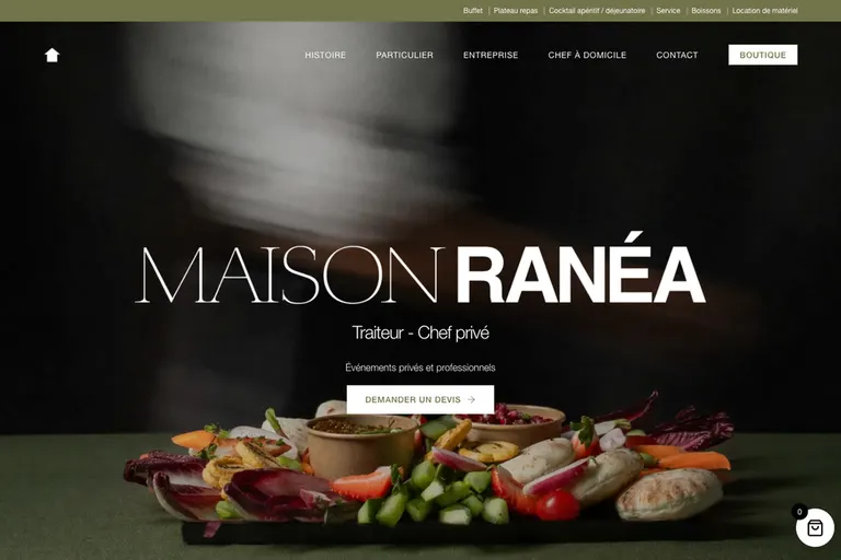 Page d'accueil du site Maison Ranéa, réalisé par Gentleview