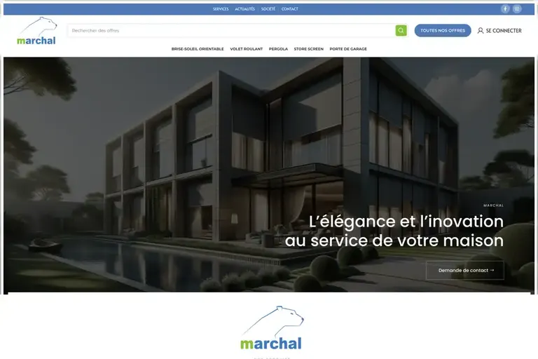 Page d'accueil du site Marchal, réalisé par Gentleview
