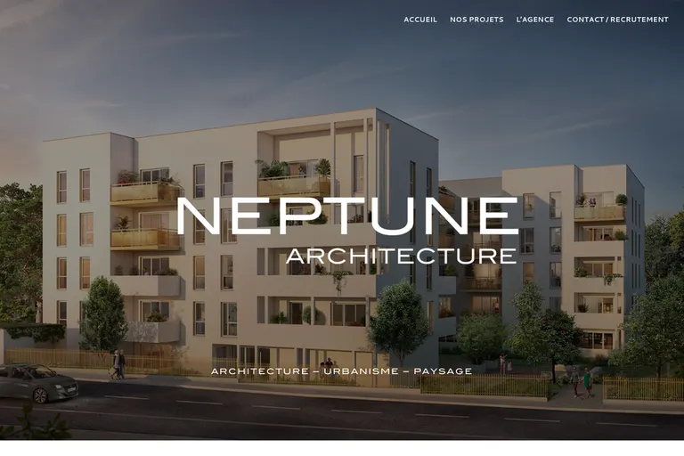 Page d'accueil du site Neptune Architecture, réalisé par Gentleview