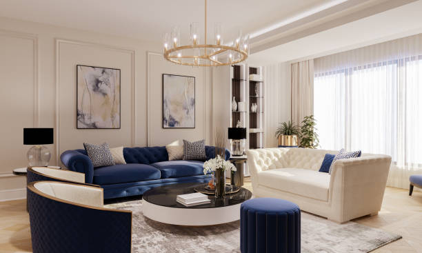 Digitally generated image of Modern Home Interior agence web décorateur d’intérieur à Lyon