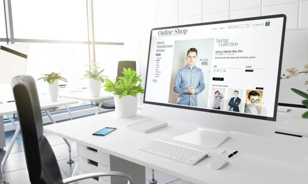 computer with fashion online shop at modern office 3d rendering Grâce à une Agence SEO Nouvelle Athènes, vous pouvez attirer l'attention au bon moment, augmenter votre taux de conversion